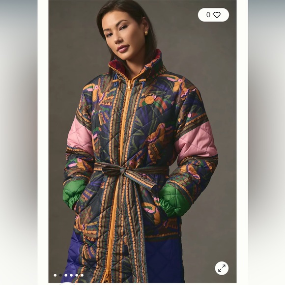 Anthropologie NWT Farm Rio Graphic Quilted Reversible Coat Size M. - Picture 2 of 11